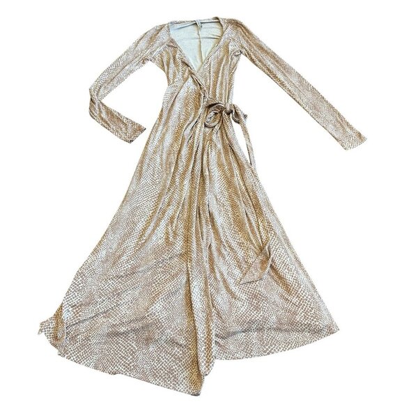 Rachel Pally Harlow Snake Print Long Sleeve Wrap Dress Plunging Neck Size Small - Picture 2 of 14